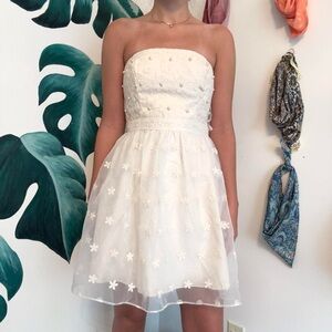 Aidan Mattox White Strapless Dress